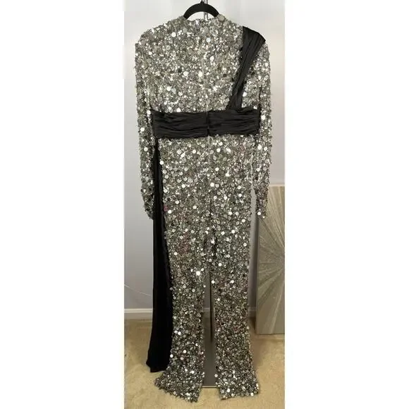 MOSCHINO COUTURE Sequin Embellished Metal Plaque Silk Bustier Jumpsuit Size 10 - Picture 8 of 16